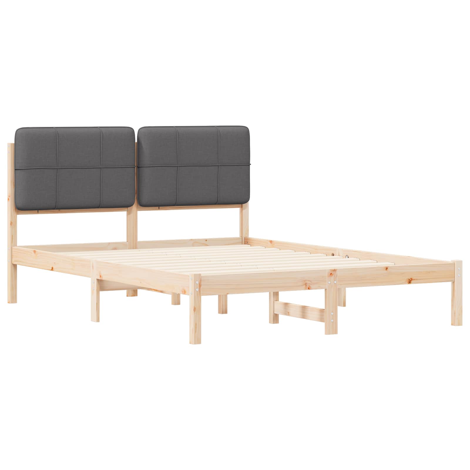 Estrutura de cama com cabeceira estofada cinza escuro
