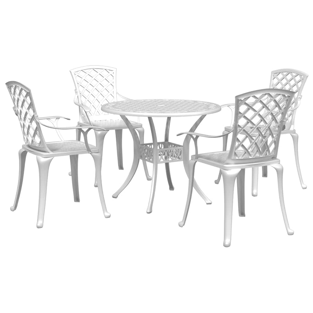 5 Pcs conjunto de jantar para jardim alumínio fundido branco