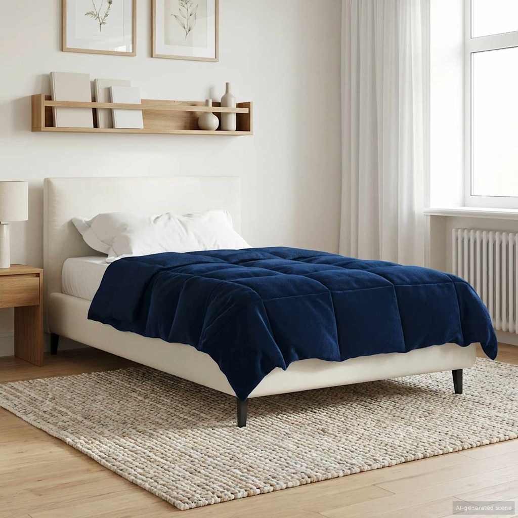 Duvet de ano inteiro azul escuro 140 x 200 cm microfibra