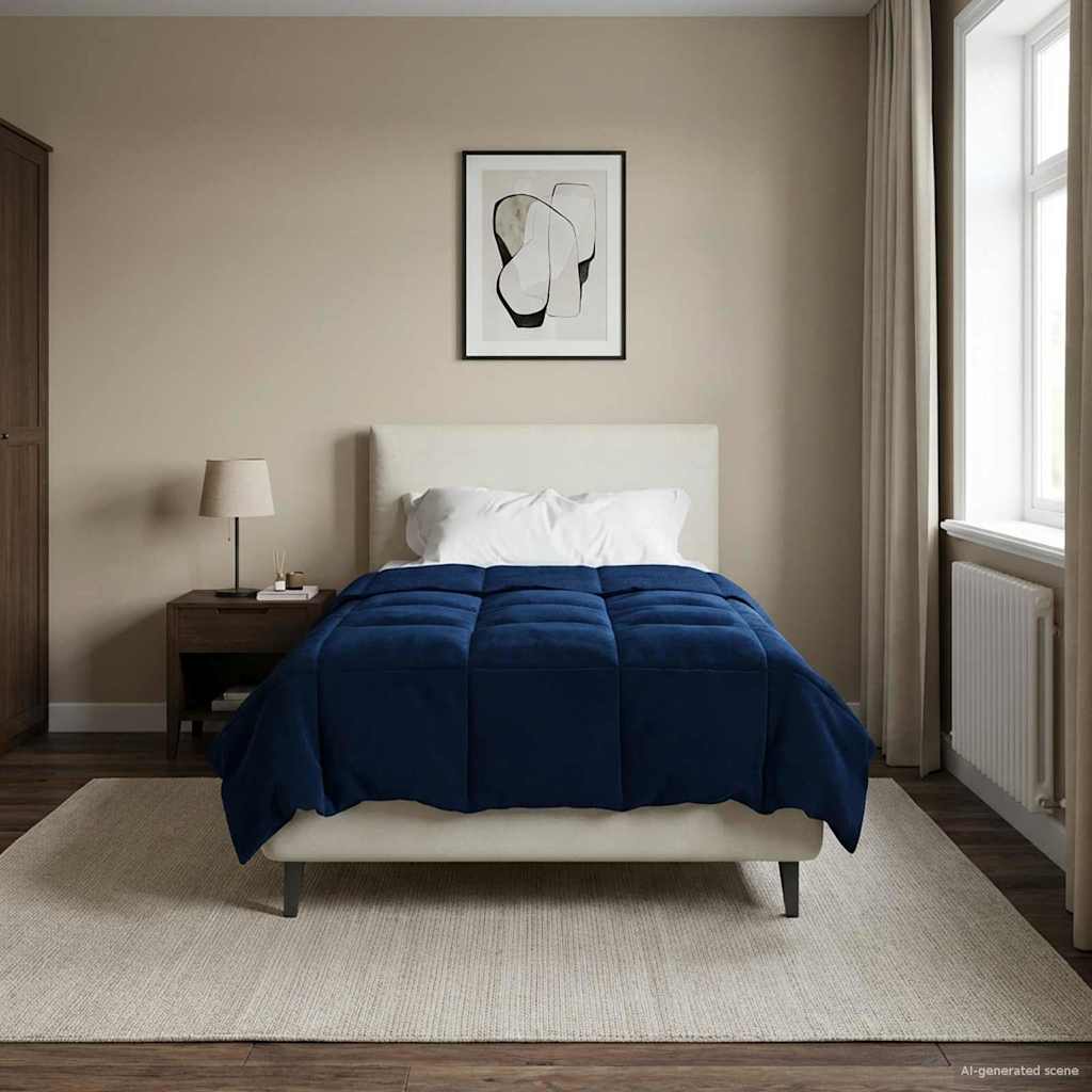 Duvet de ano inteiro azul escuro 140 x 200 cm microfibra