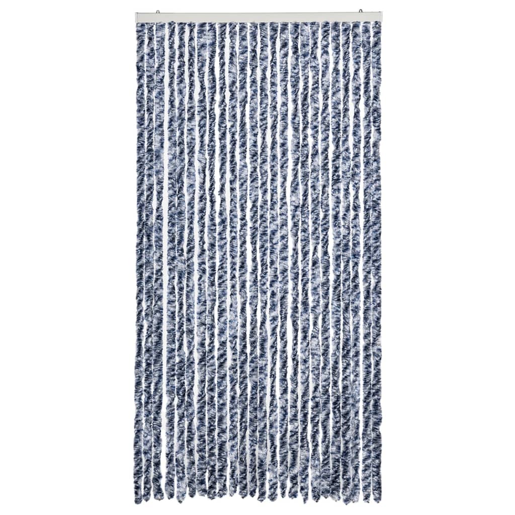 Cortina anti-insetos 100x230 cm chenille azul e branco