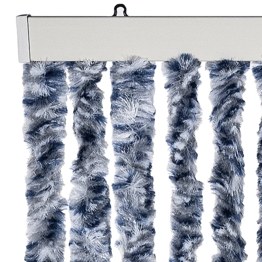 Cortina anti-insetos 100x230 cm chenille azul e branco