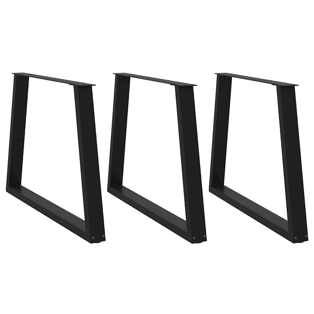 Pernas para mesa de jantar em v 3 peças, pretas, 100x(72-73,3) cm, aço