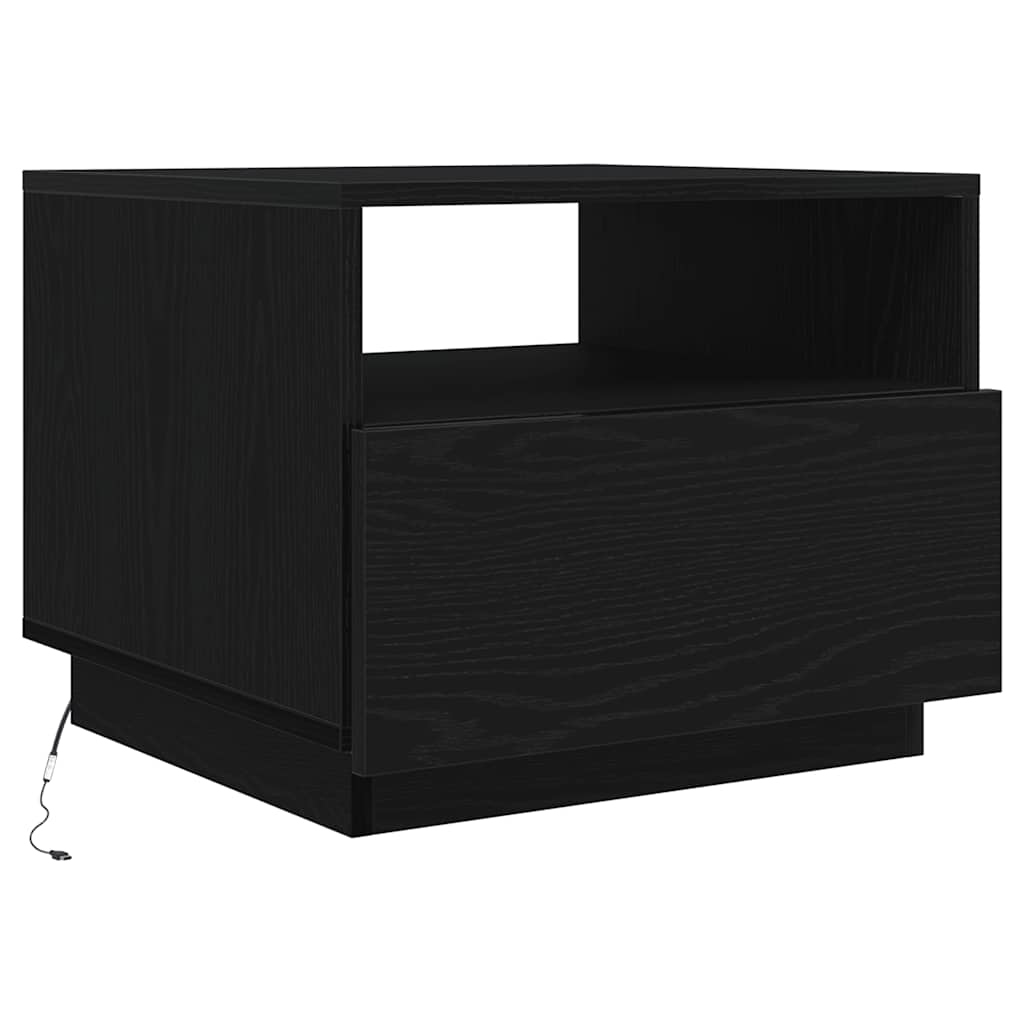 Mesa de centro com luzes LED, carvalho preto, 50x49x40 cm