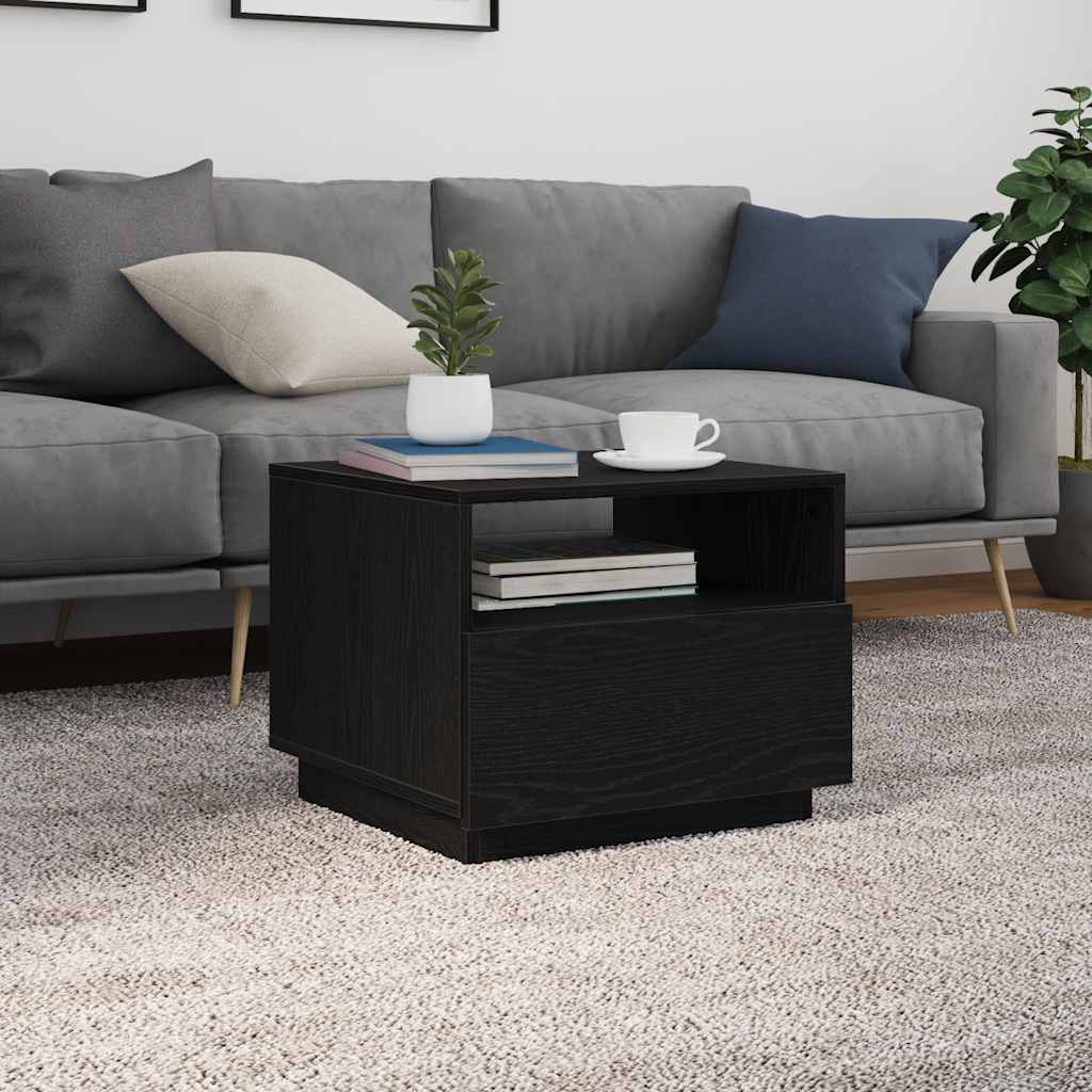 Mesa de centro com luzes LED, carvalho preto, 50x49x40 cm