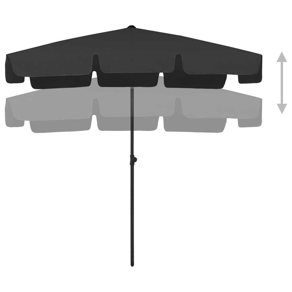 Guarda-sol de praia 200x125 cm preto