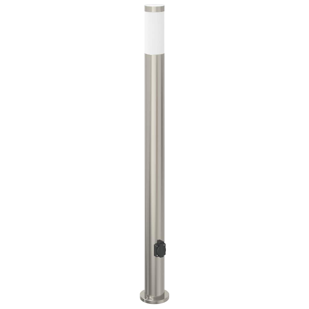 Luminárias de balizador com tomada, 3 peças, 110 cm, aço inoxidável, IP44