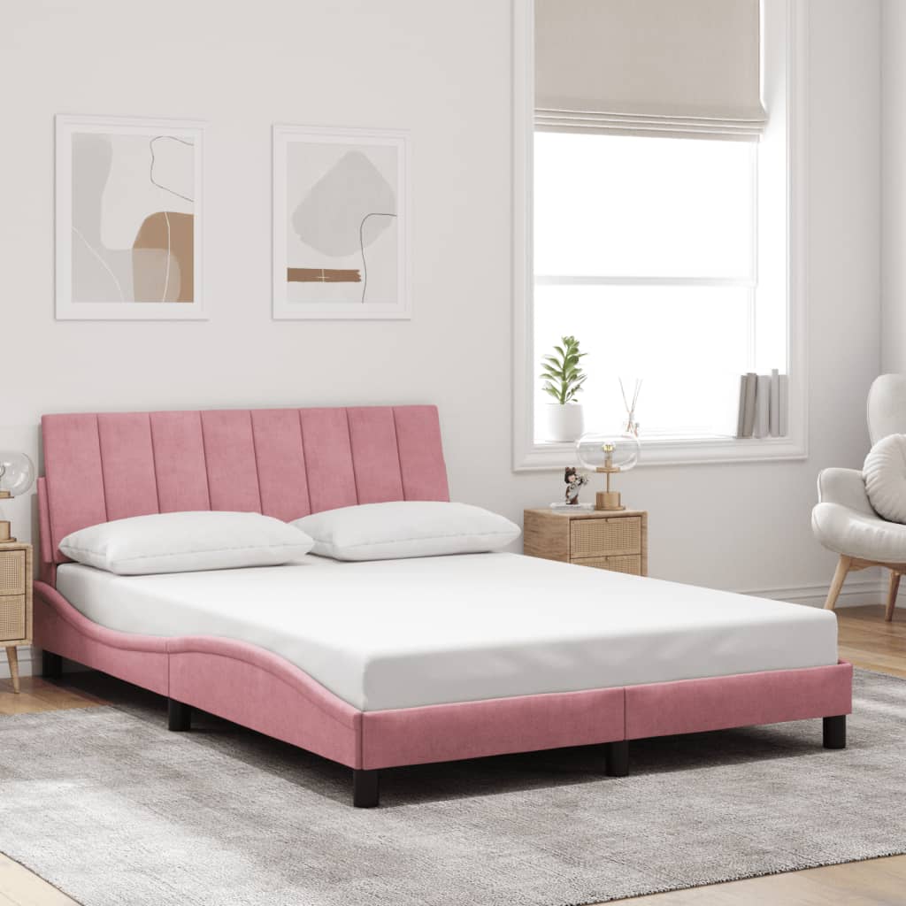 Estrutura de cama com LED sem colchão hanko 120x200 cm veludo rosa