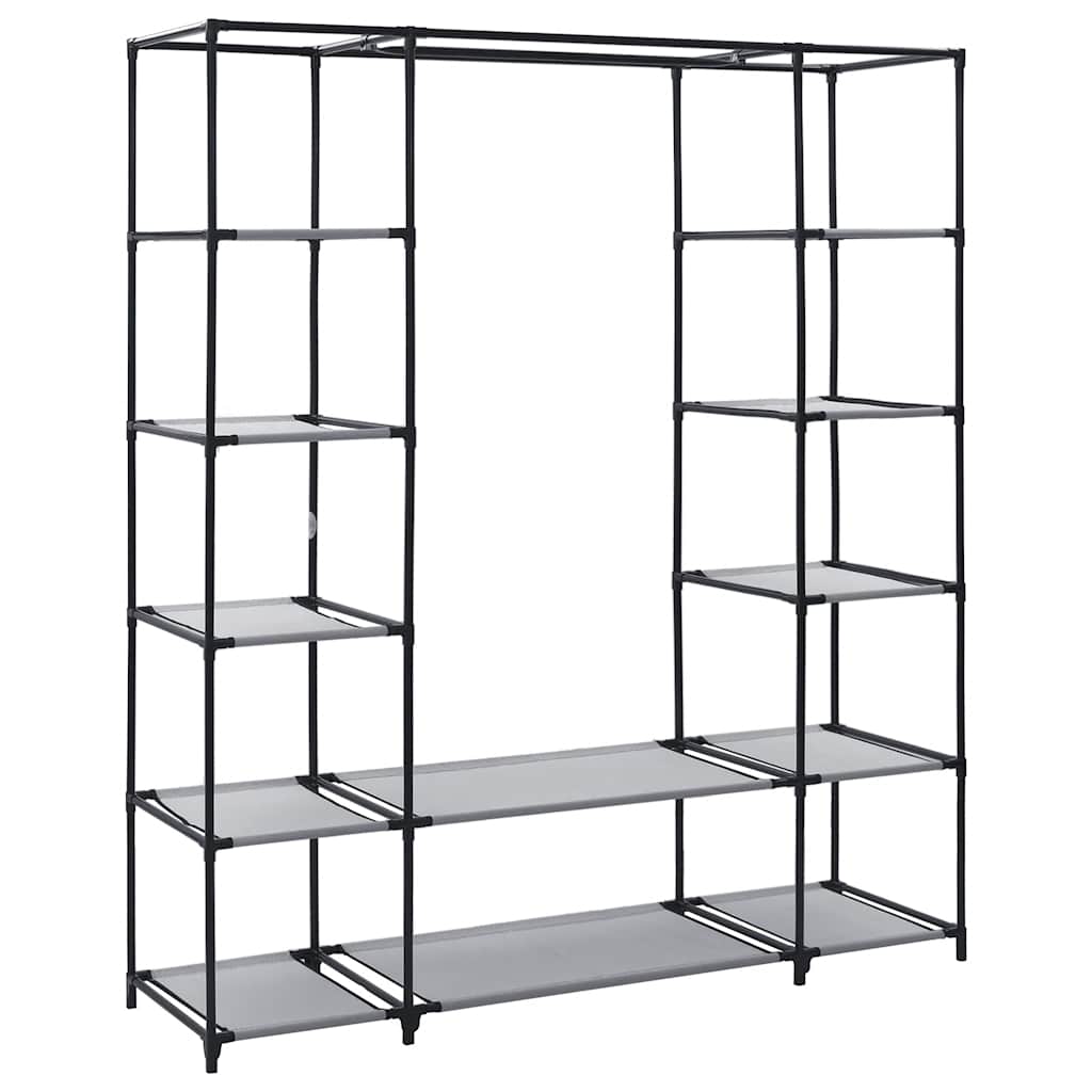 Roupeiro c/ compartimentos e varões 150x45x176 cm tecido cinza