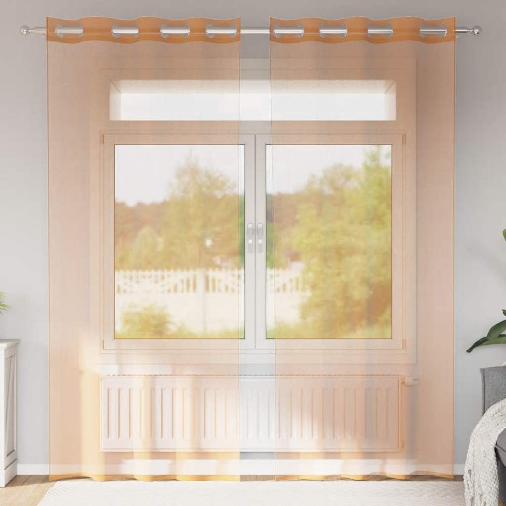 Cortinas de voile com ilhós 2 pcs terracota