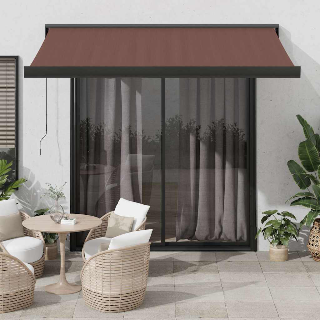 Toldo retrátil manual 350x250 cm castanho