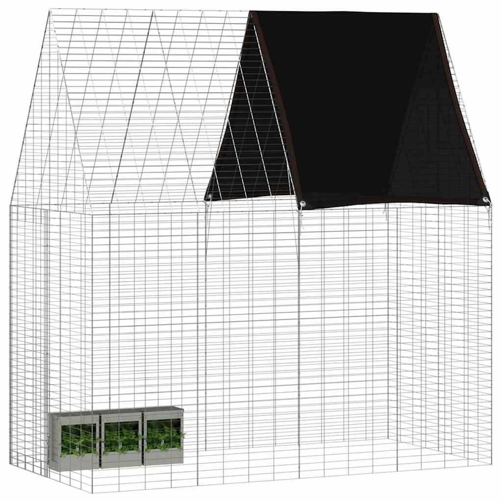 Gaiola para coelhos prateado 200 x 100 x 210 cm aço galvanizado