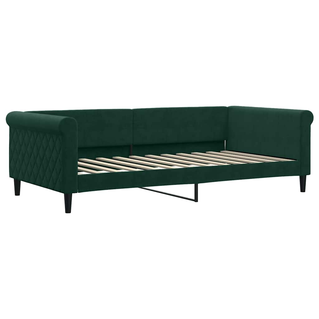 Sofá-cama com colchão 100x200 cm veludo verde-escuro
