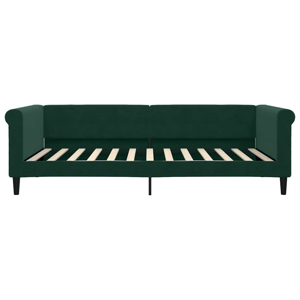 Sofá-cama com colchão 100x200 cm veludo verde-escuro