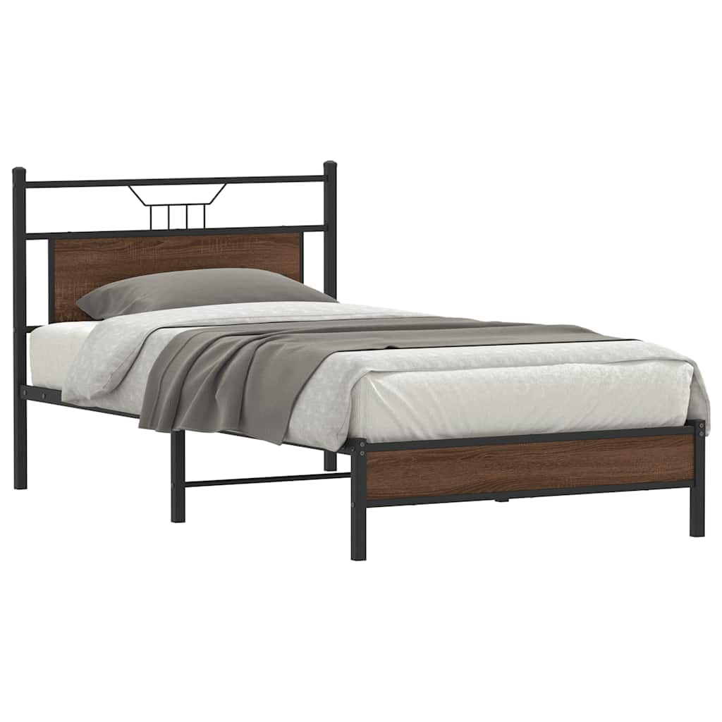 Estrutura de cama sem colchão 107x203 cm carvalho castanho