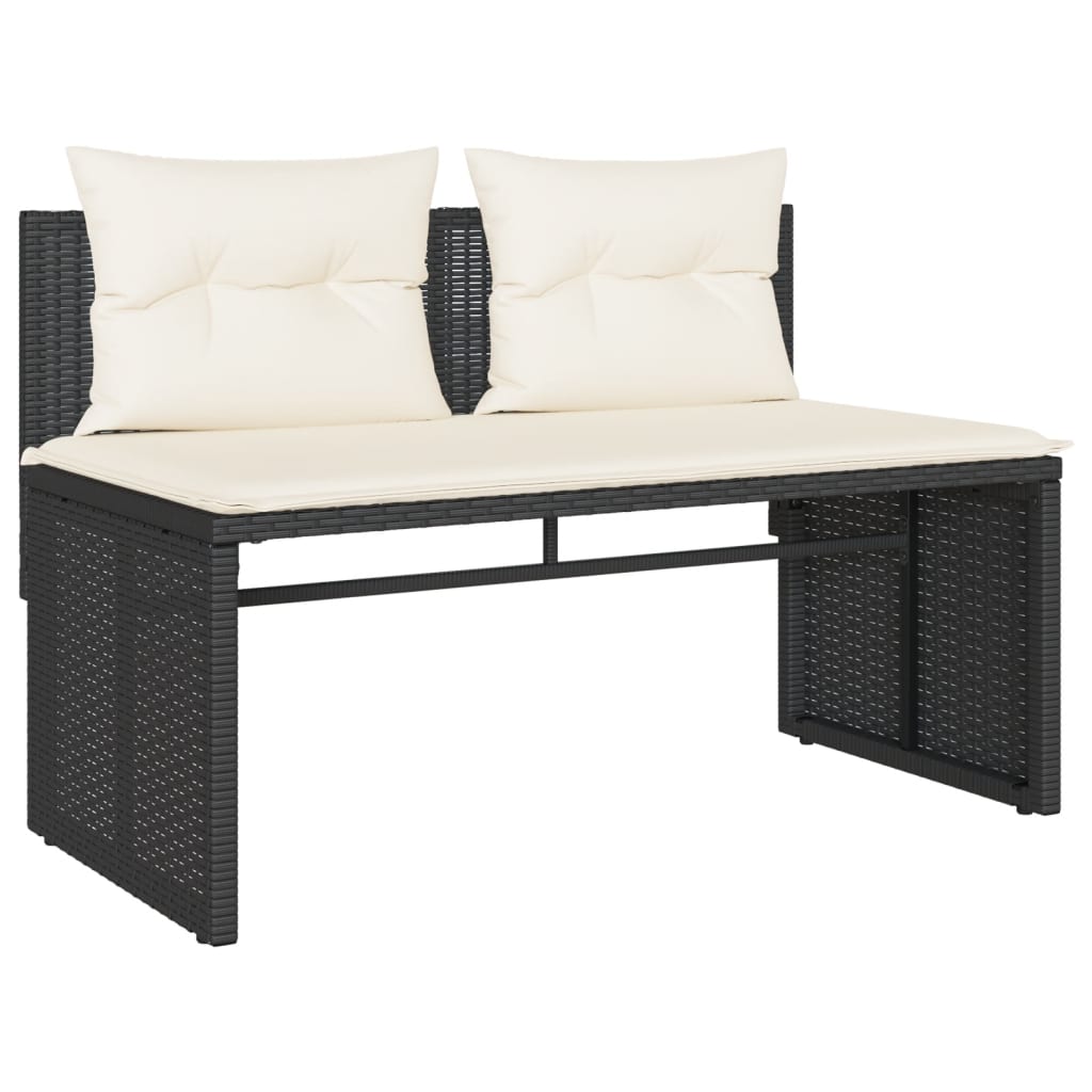 4 Pcs conjunto de sofás para jardim c/ almofadões vime PE preto