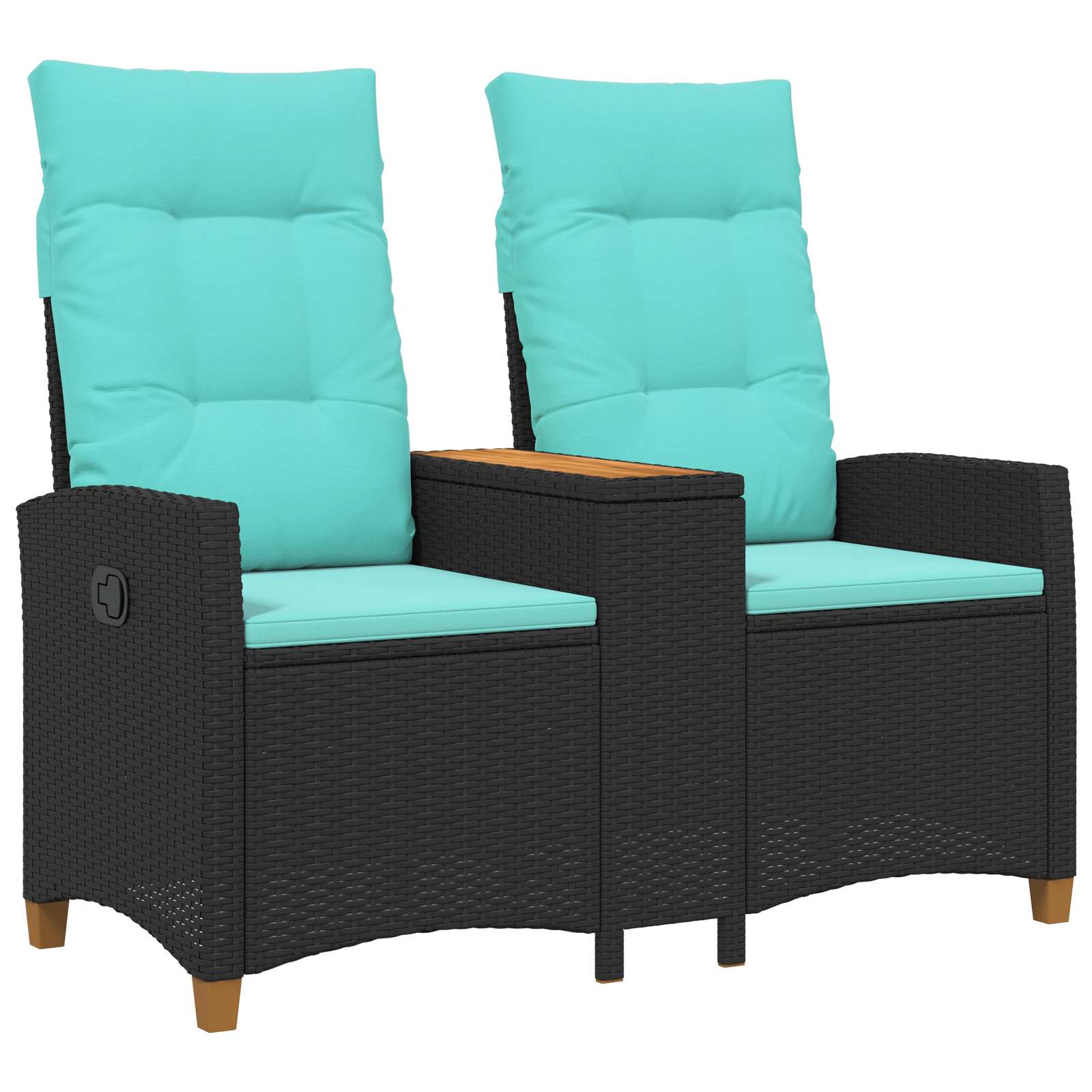 Banco reclinável com mesa preto e turquesa 126 x 65 x 112 cm