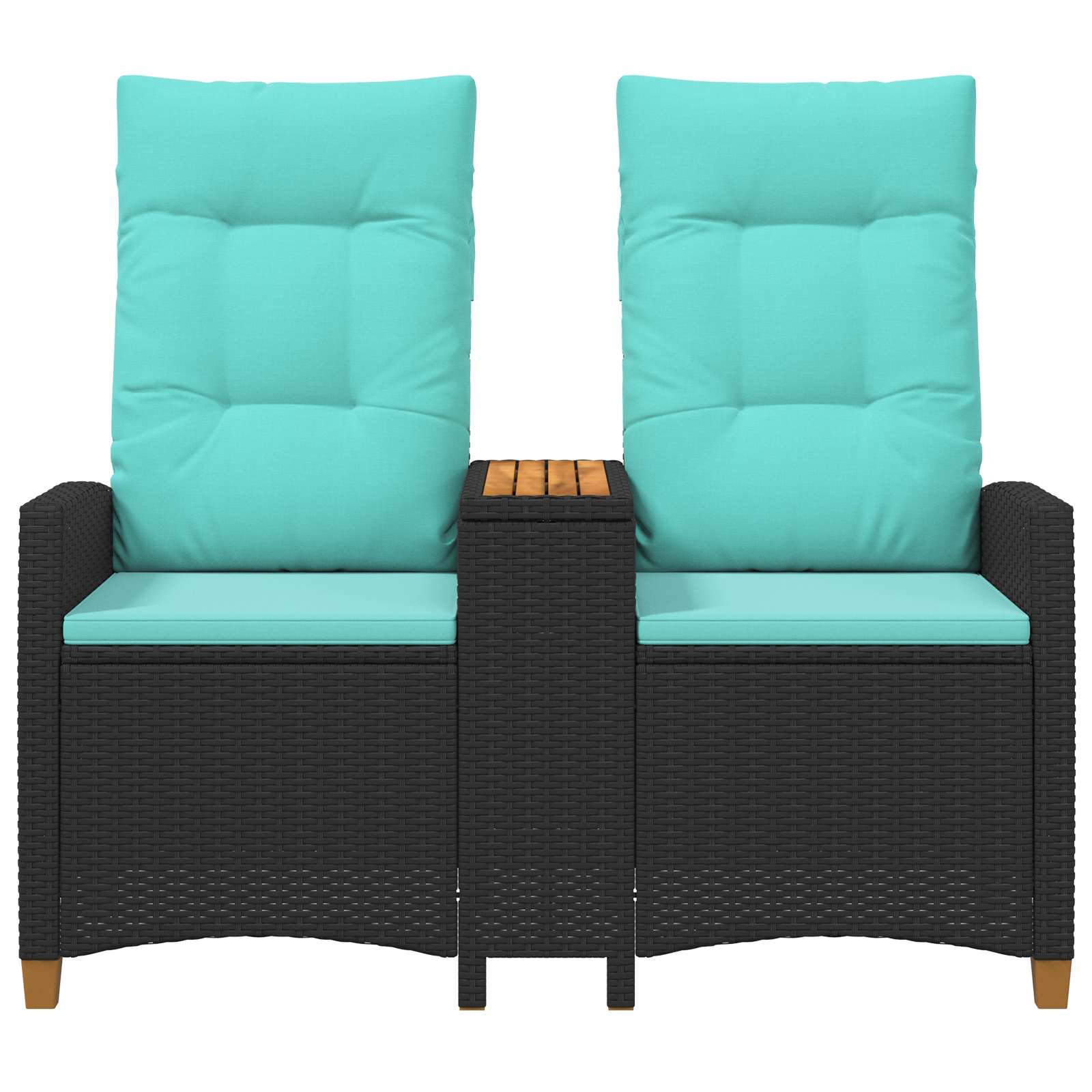 Banco reclinável com mesa preto e turquesa 126 x 65 x 112 cm