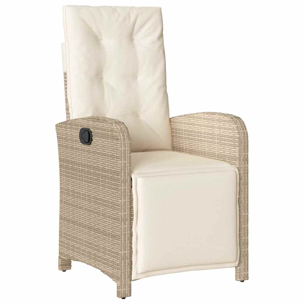 3 Pcs conjunto bistrô com almofadões vime PE bege