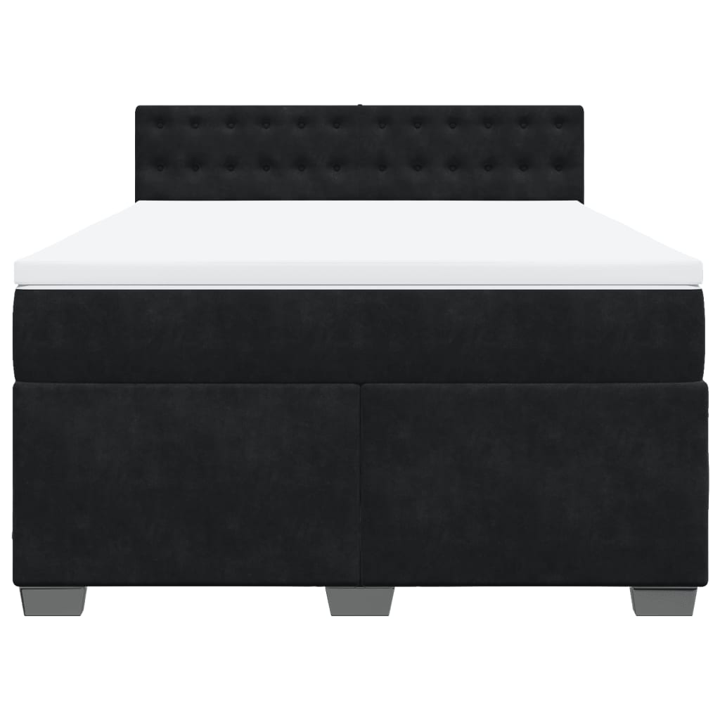 Cama com molas/colchão 160x200 cm veludo preto