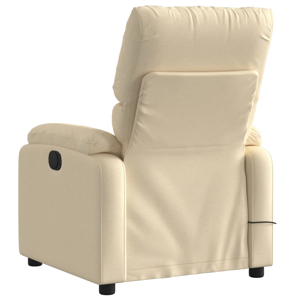 Poltrona de massagem reclinável em tecido creme