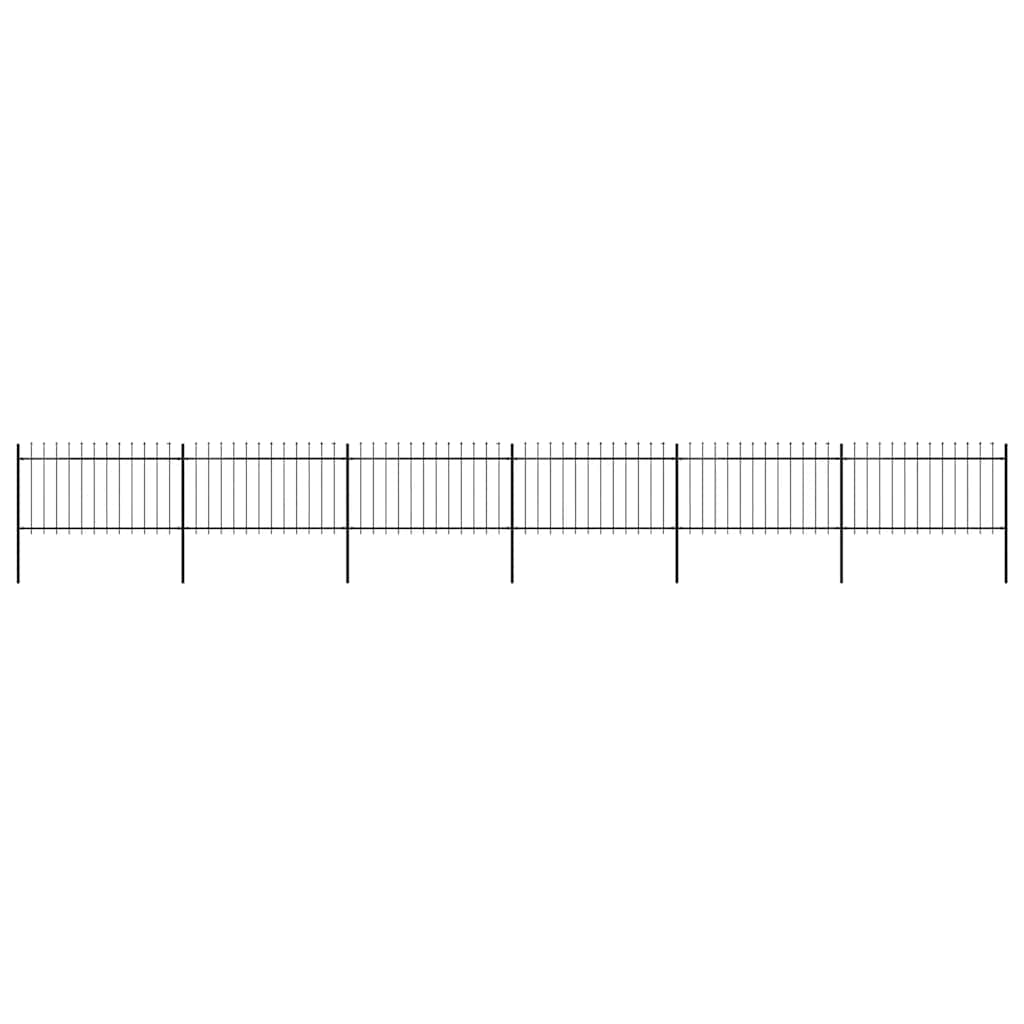 Cerca de jardim com topo em forma de lança em aço 1005x100 cm, preta