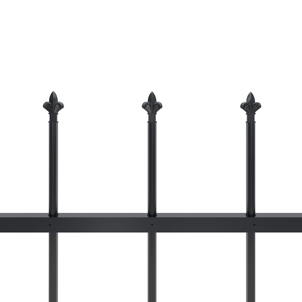 Cerca de jardim com topo em forma de lança em aço 1005x100 cm, preta