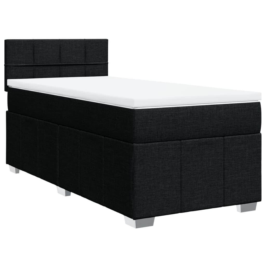 Cama com molas/colchão 100x200 cm tecido preto