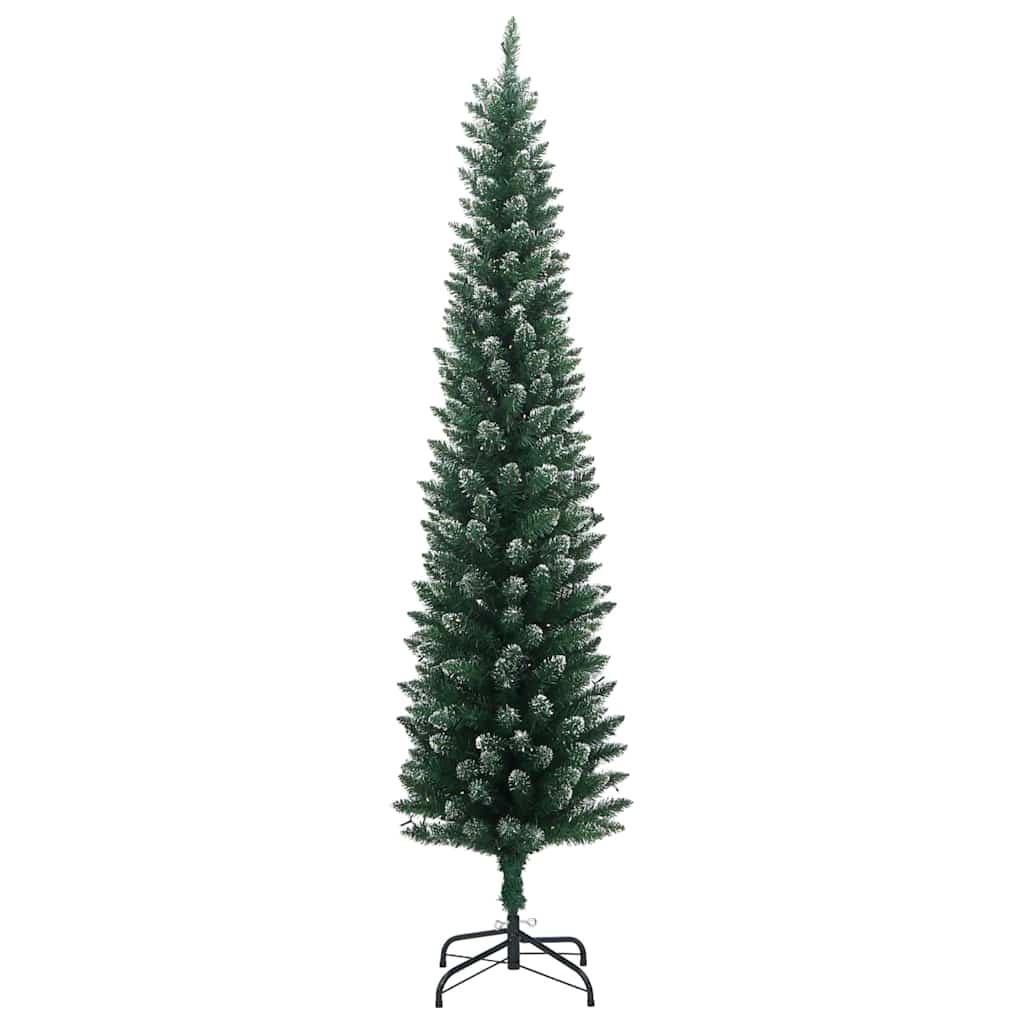 Árvore de natal artificial fina com 300 luzes LED 210 cm