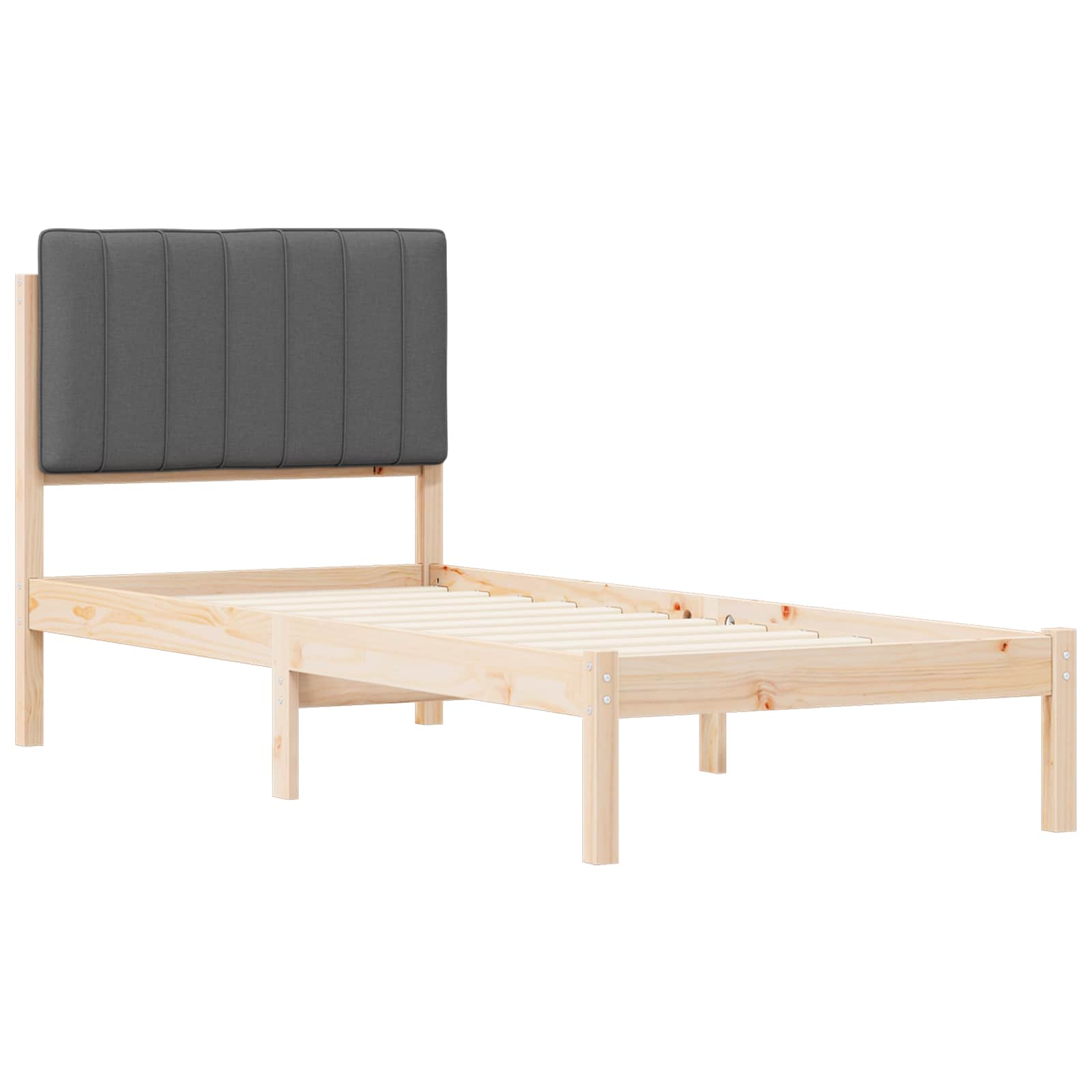 Estrutura de cama com cabeceira estofada cinza escuro