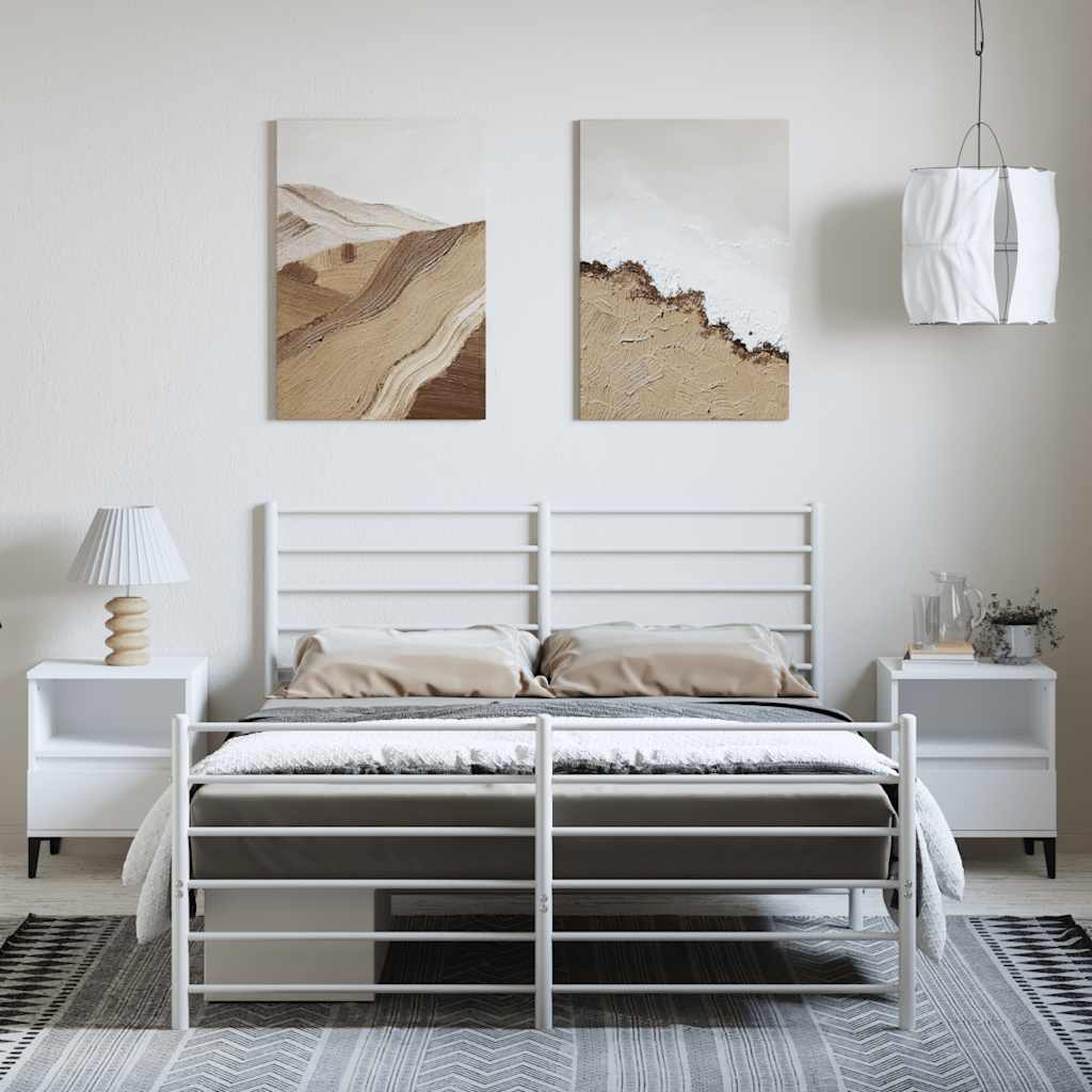 Estrutura de cama com cabeceira e pés 150x200 cm metal branco