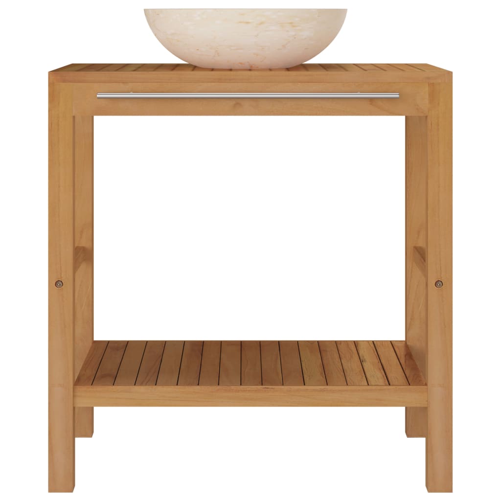 Armário casa de banho teca maciça + lavatório mármore cor creme