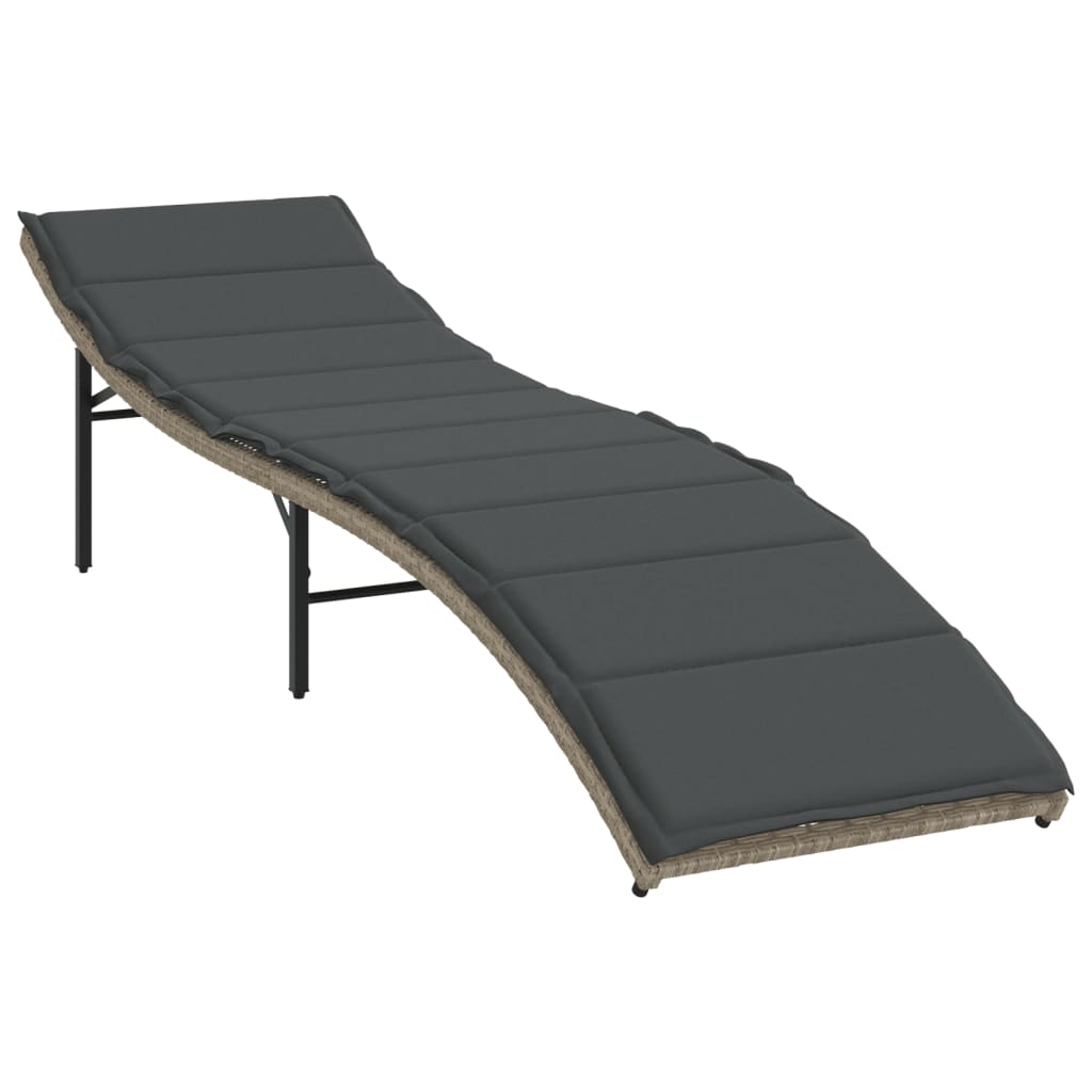 Espreguiçadeiras com almofadões 2 pcs vime PE cinzento-claro