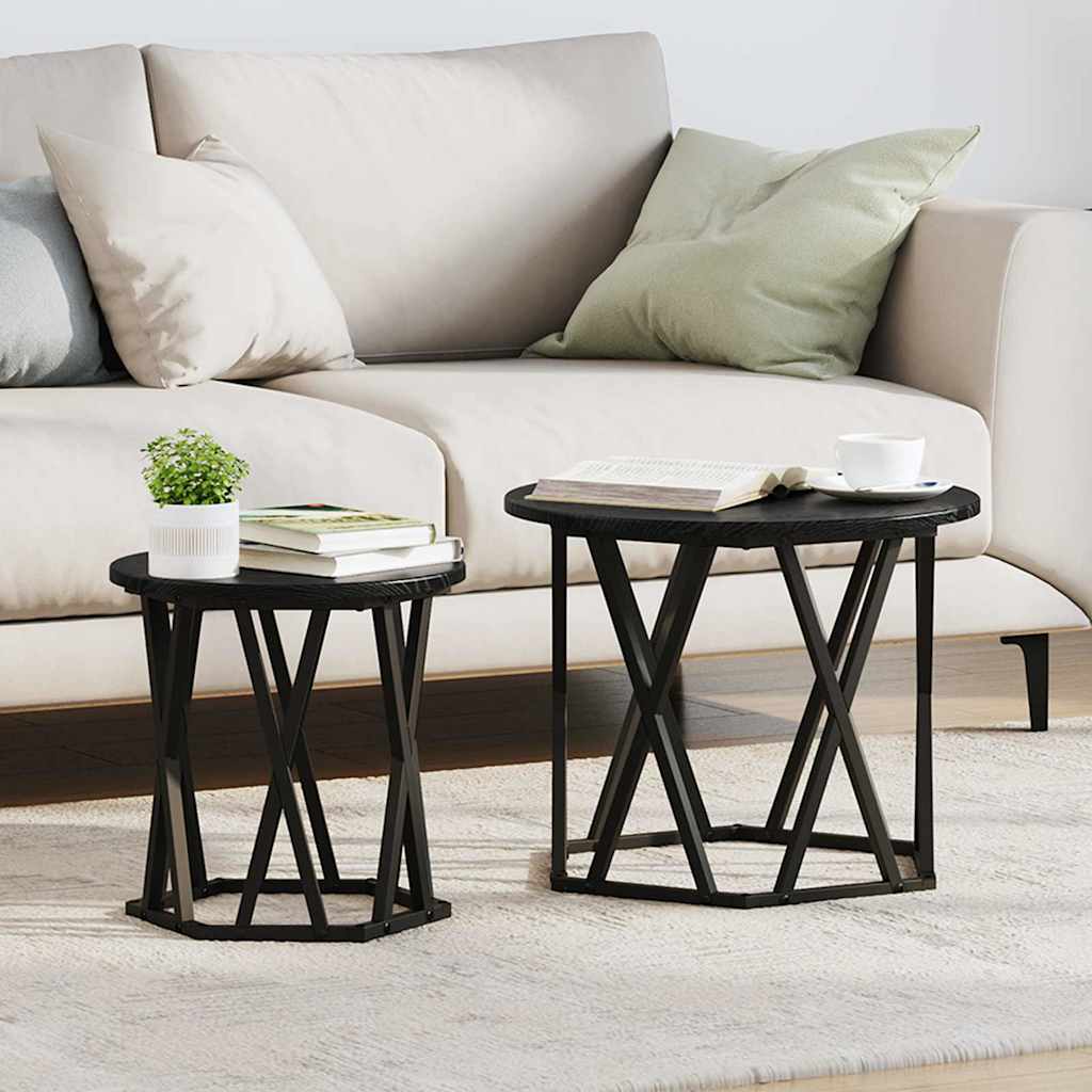 Mesa lateral 2 unid. carvalho preto 50 x 50 x 40 cm