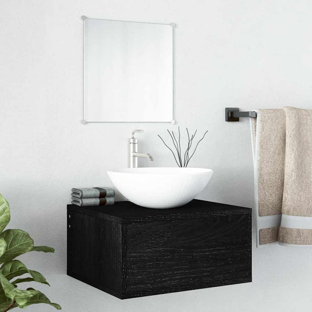 2 Pcs conjunto móveis casa de banho derivados de madeira preto