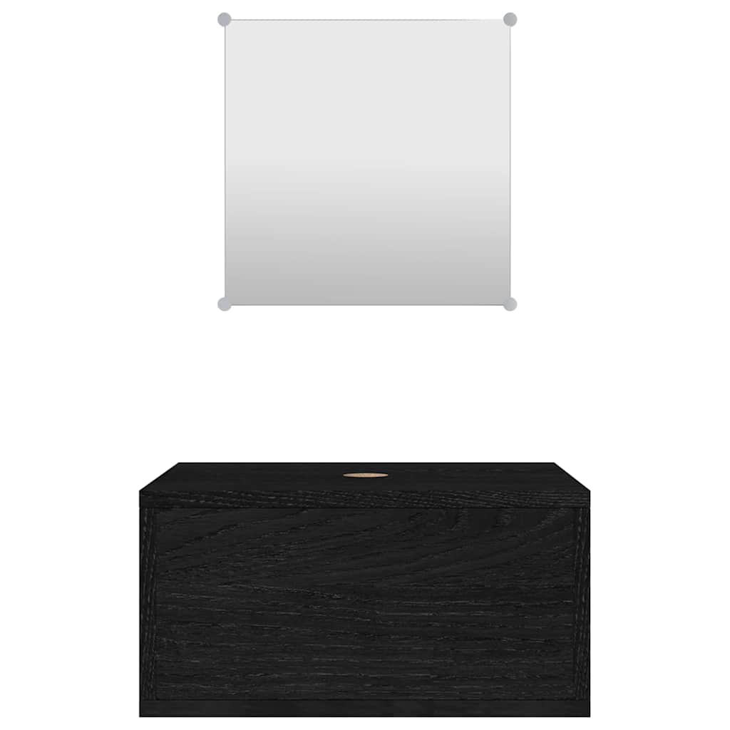 2 Pcs conjunto móveis casa de banho derivados de madeira preto