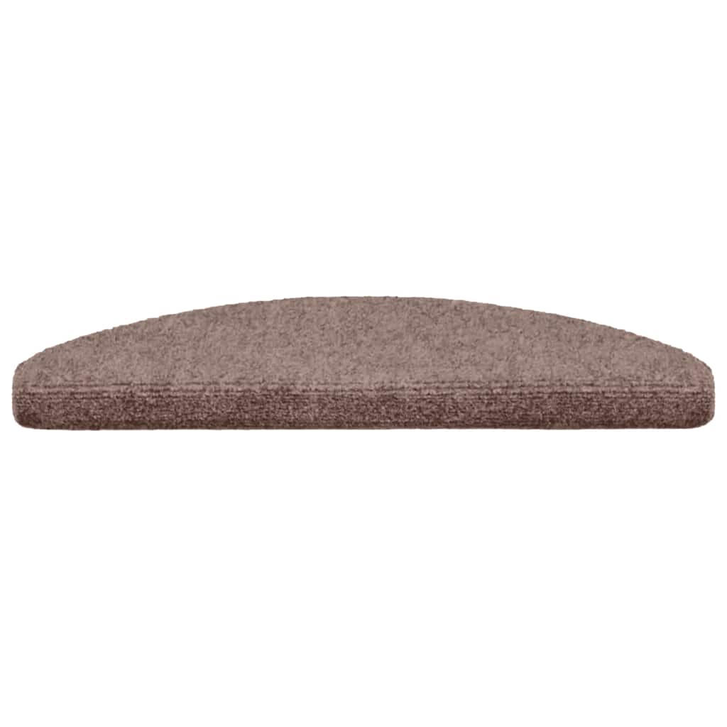 Tapetes de escada autoadesivos 15 peças 65x21x4 cm marrom claro meia-lua grande