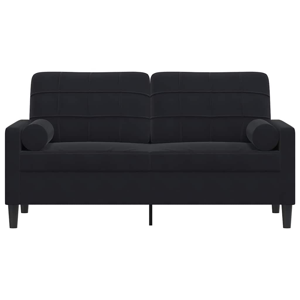 Sofá 2 lugares c/ almofadas decorativas 140 cm veludo preto