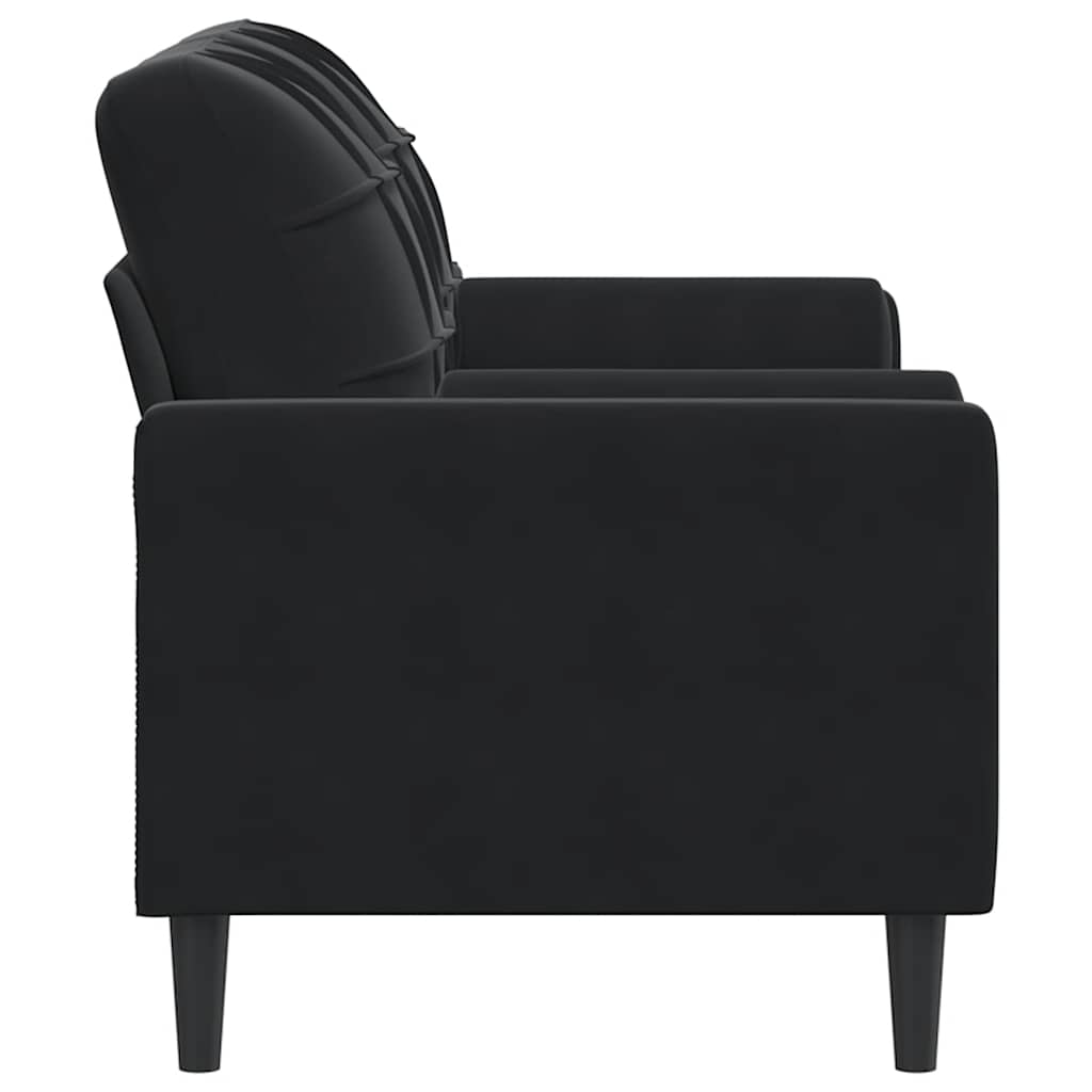 Sofá 2 lugares c/ almofadas decorativas 140 cm veludo preto