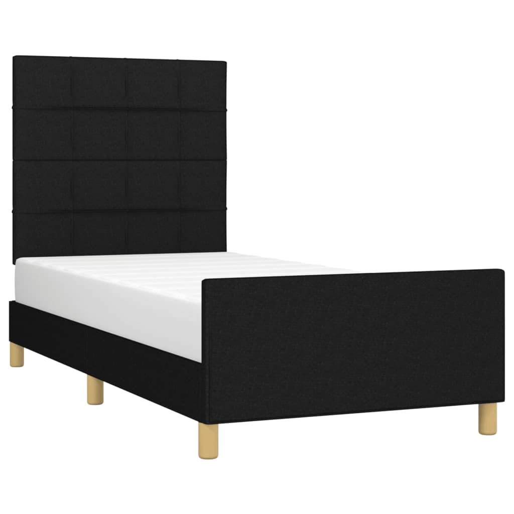 Estrutura de cama sem colchão 80x200 cm tecido preto