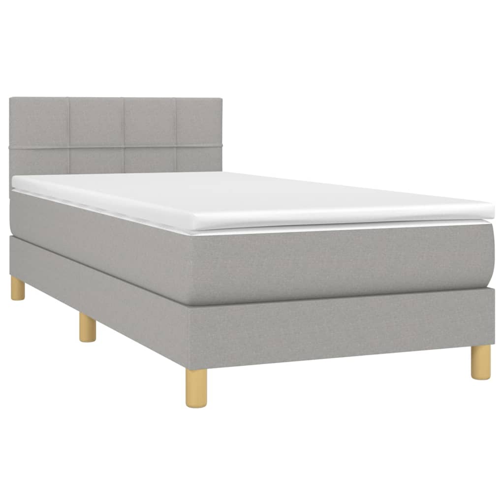 Cama com molas/colchão 90x190 cm tecido cinzento-claro