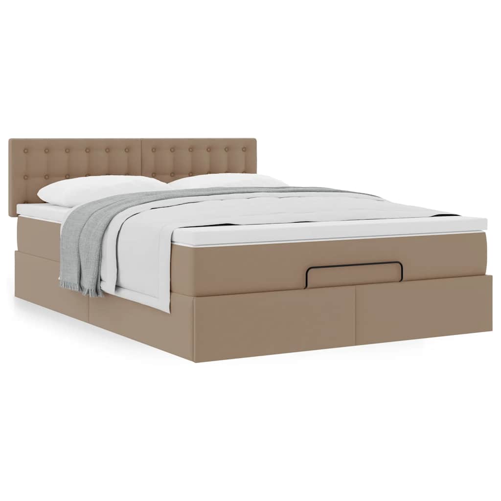 Estrutura de cama otomana com colchão cappucino 140x190 cm
