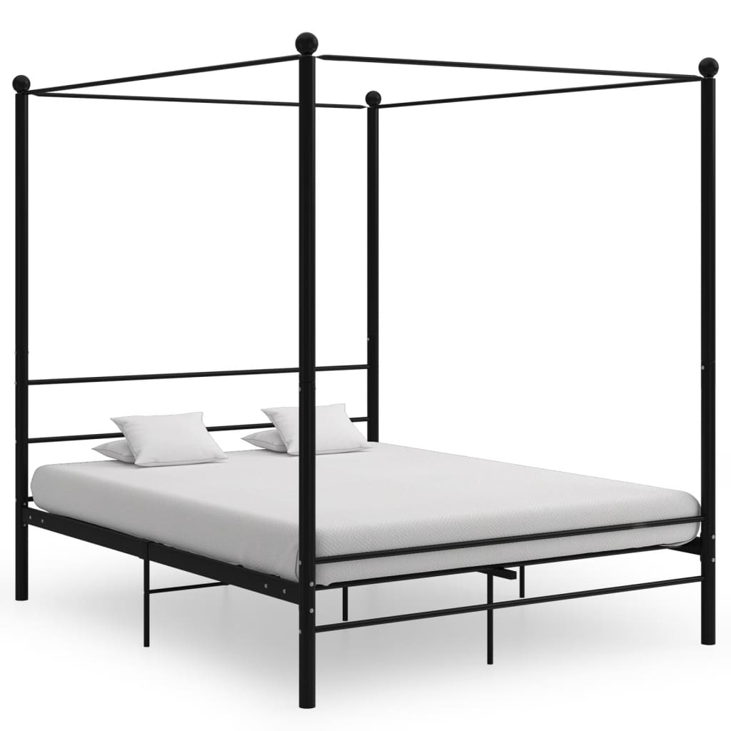 Estrutura de cama dossel 160x200 cm metal preto