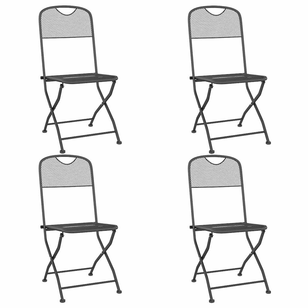 5 Pcs conjunto de jantar para jardim rede de metal antracite