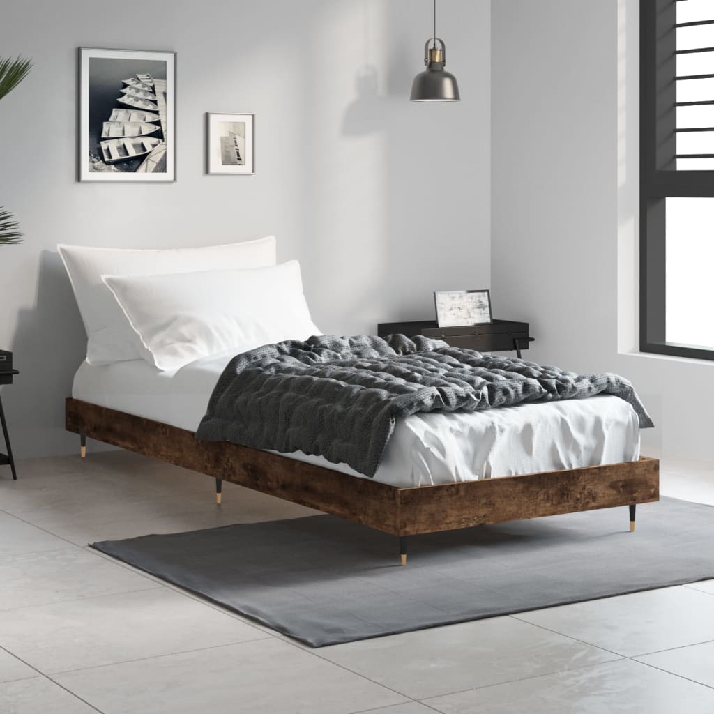 Estrutura cama s/ colchão derivados de madeira carvalho fumado