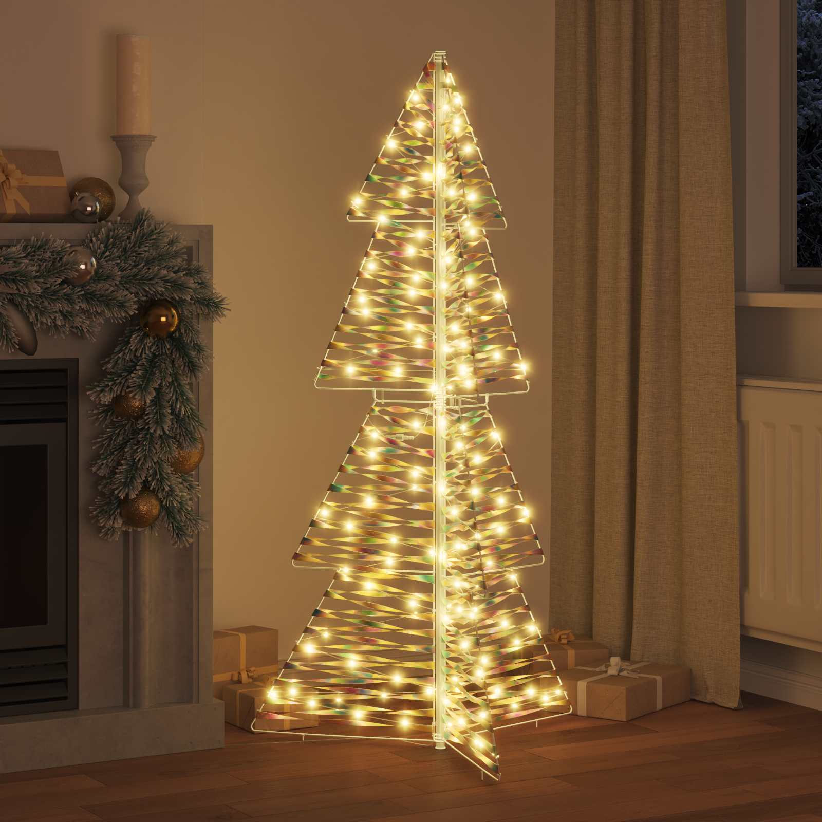 Árvore de natal com 160 leds branco quente 150 cm PET