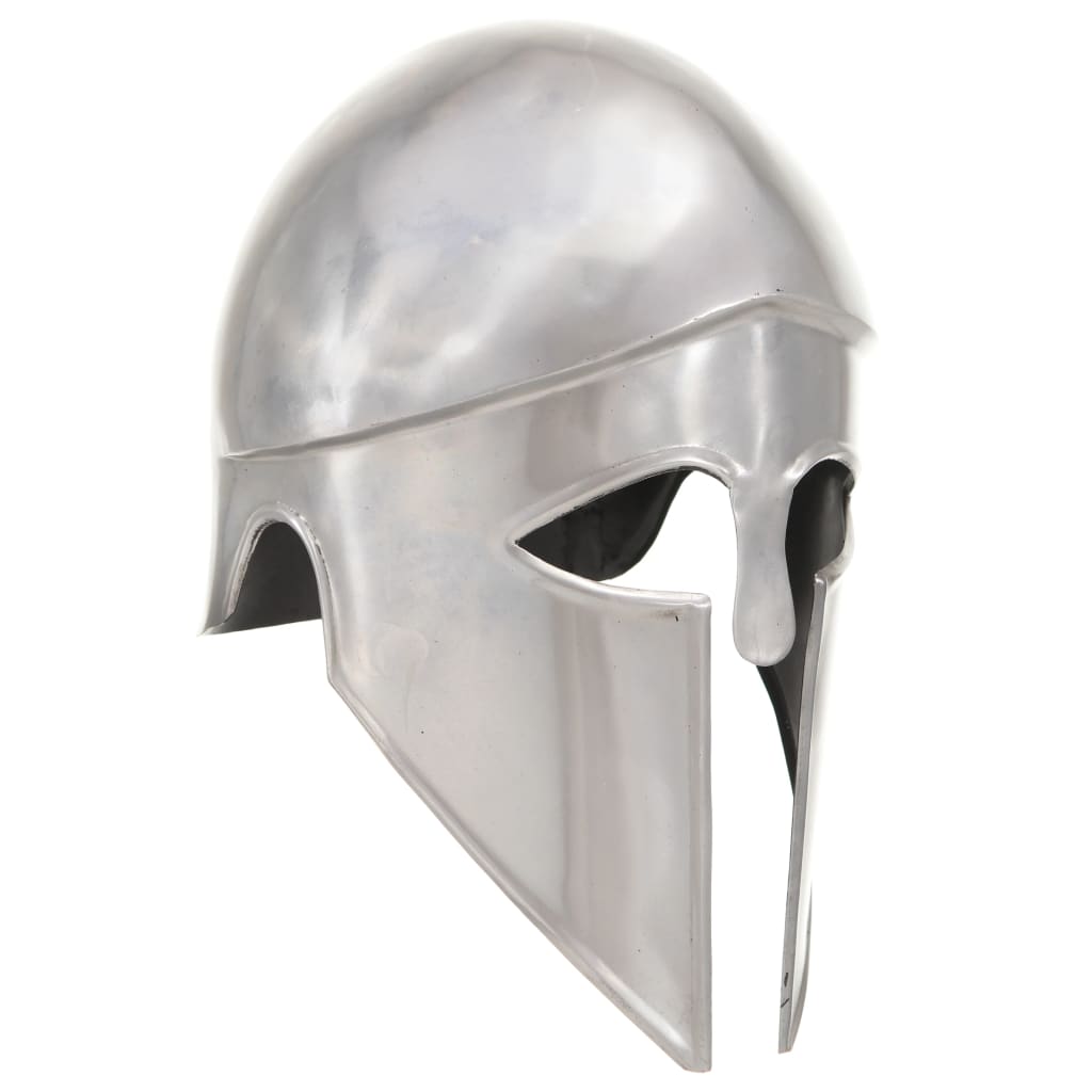 Capacete de soldado grego réplica larp aço prateado
