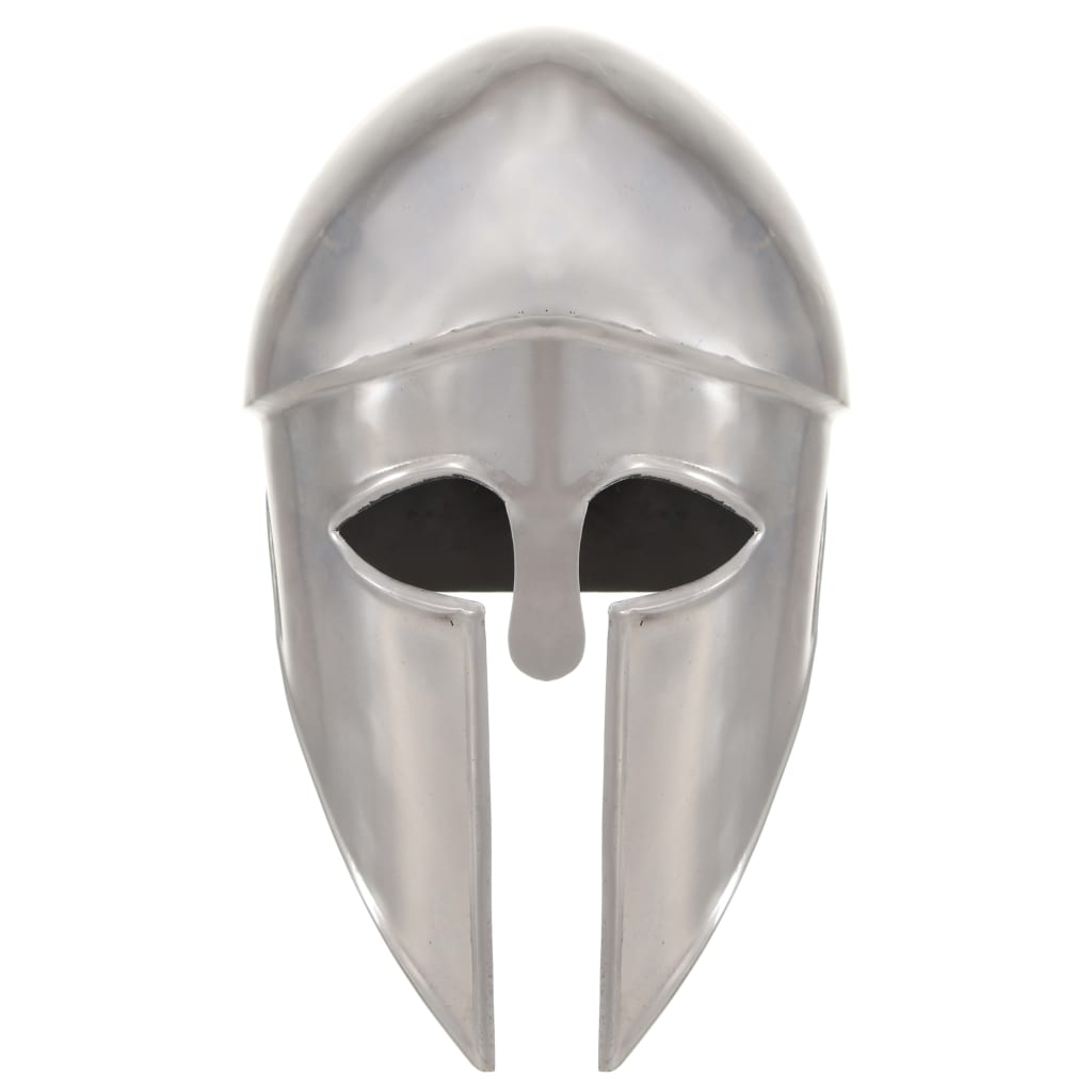 Capacete de soldado grego réplica larp aço prateado
