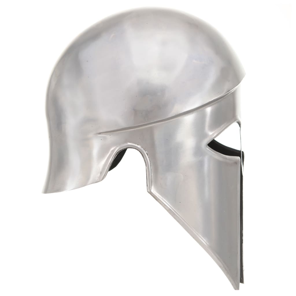 Capacete de soldado grego réplica larp aço prateado