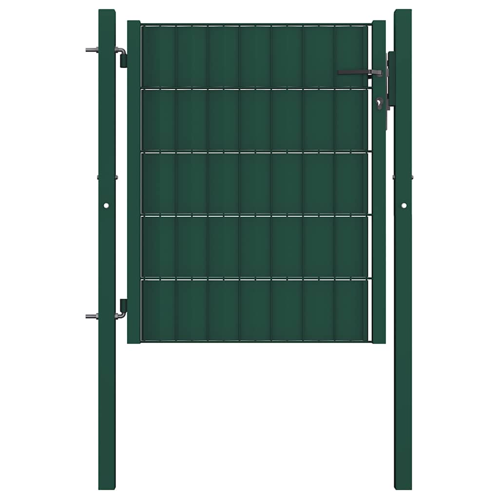 Portão de cerca em PVC e aço 100x100 cm verde